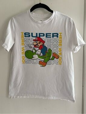 GAP Super Mario Kids Basic Crew Neck Tee - White Size XXL